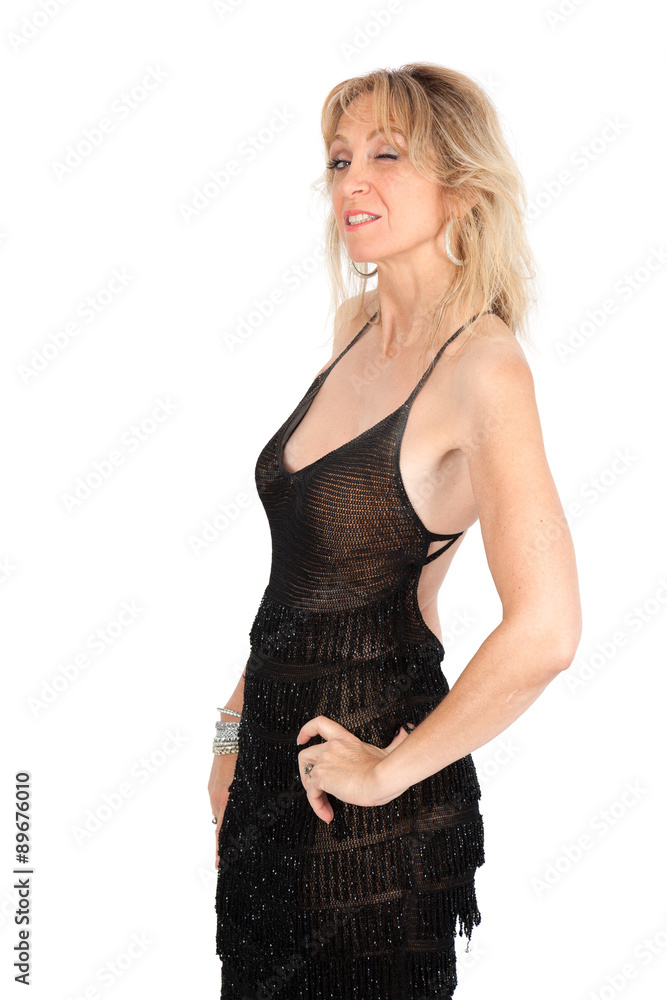 Beautiful woman doing different expressions in different sets of clothes: blinking Beautiful woman doing different expressions in different sets of clothes: blinking