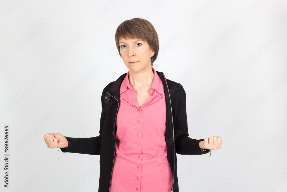 Beautiful woman doing different expressions in different sets of clothes: angry Beautiful woman doing different expressions in different sets of clothes: angry