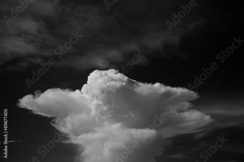 thunderhead cloud in black and white photo