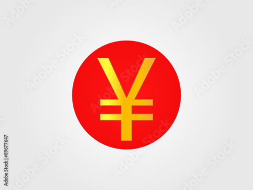 Yen Currency Sign on the center of the Japanese Flag EPS 10