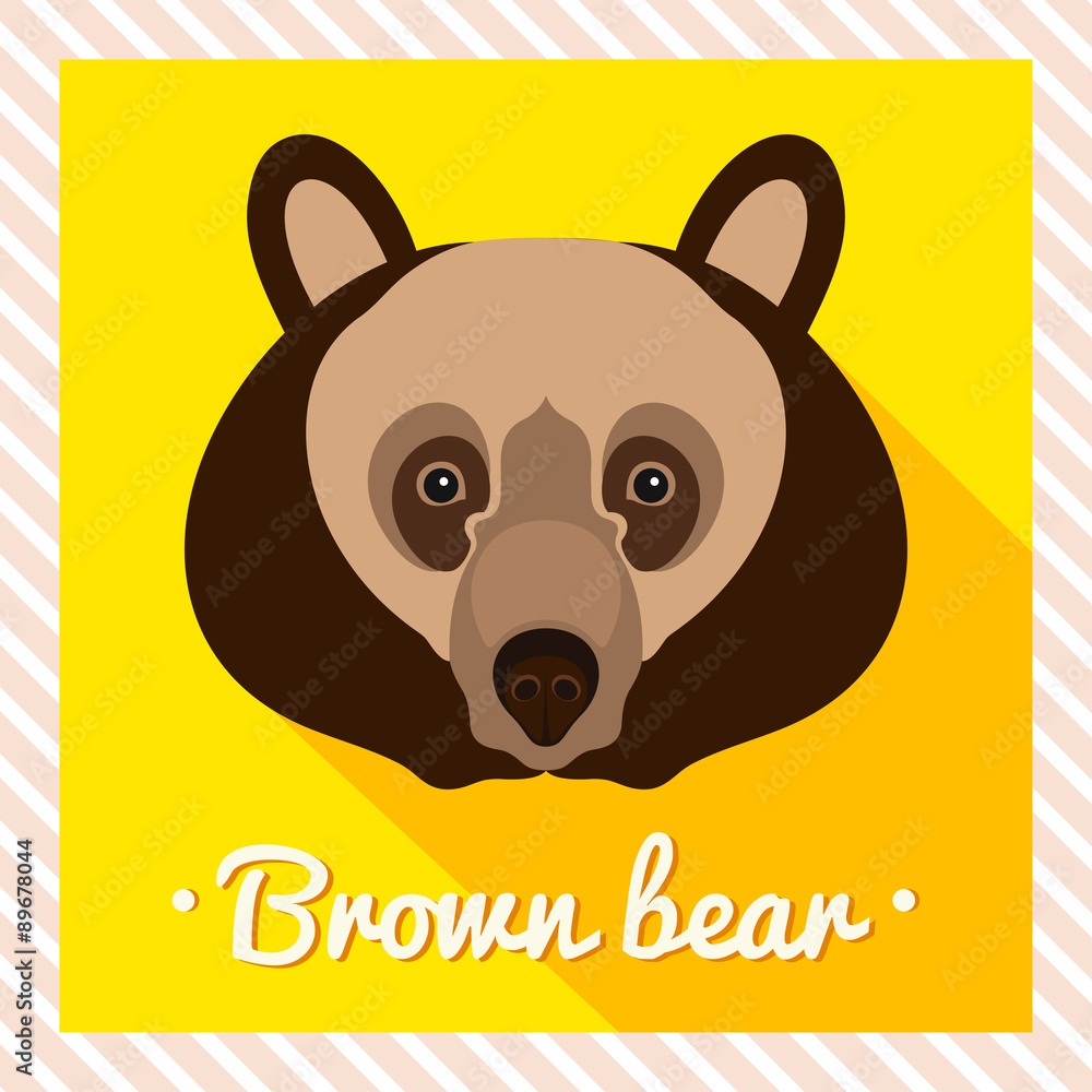 Vector portrait of a brown bear. Symmetrical portraits of animals. Vector  Illustration, greeting card, poster. Icon. Animal face. Font inscription.  Image of a polar bear's face. Stock Vector | Adobe Stock