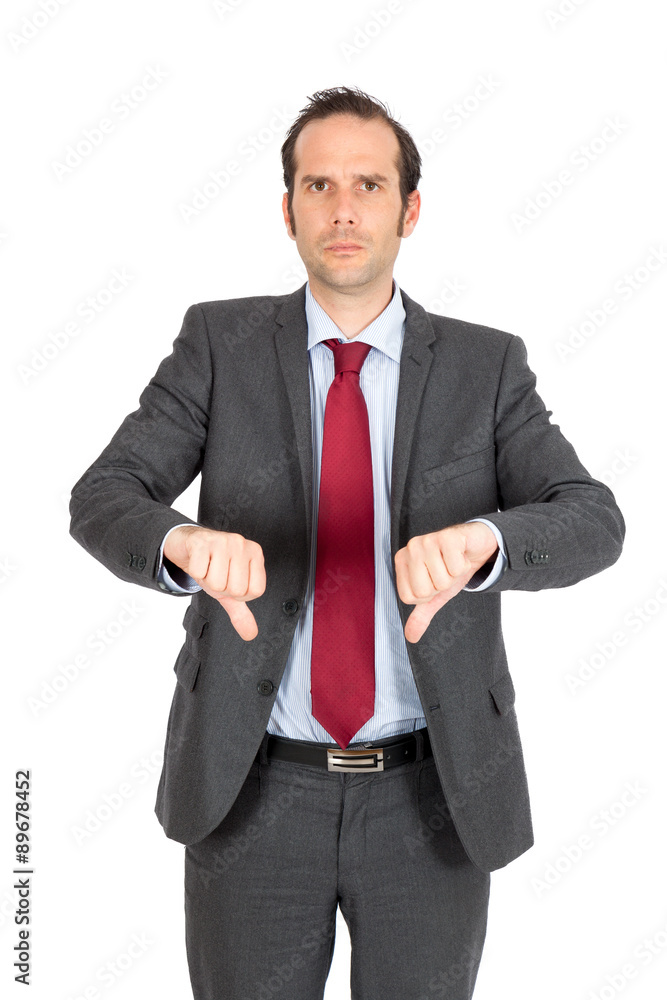 Handsome businessman doing different expressions in different sets of clothes: thumbs down Handsome businessman doing different expressions in different sets of clothes: thumbs down