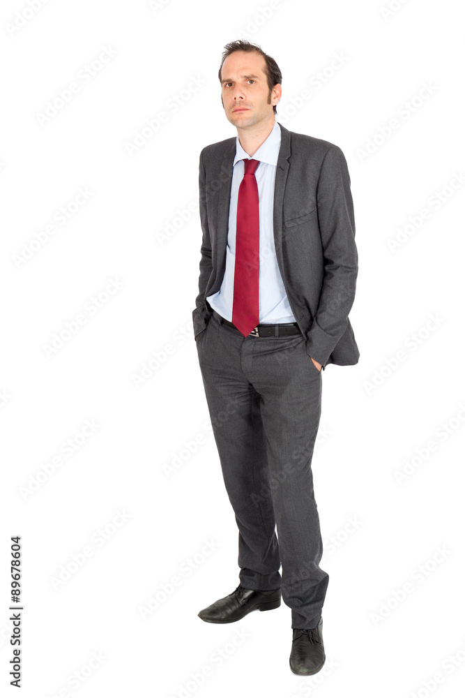 Handsome businessman doing different expressions in different sets of clothes: posing