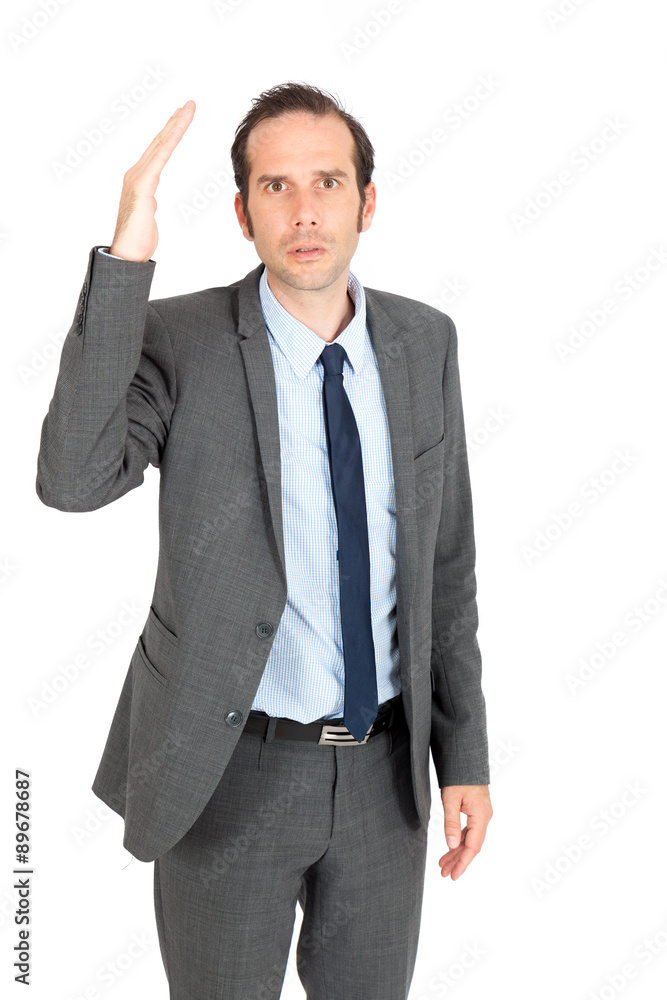 Handsome businessman doing different expressions in different sets of clothes: be careful