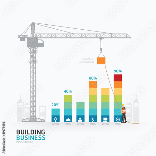Infographic business graph template design.building to success