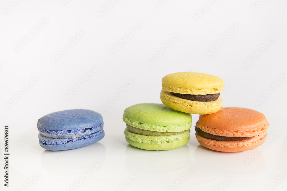 Fototapeta premium Macarons on white background.