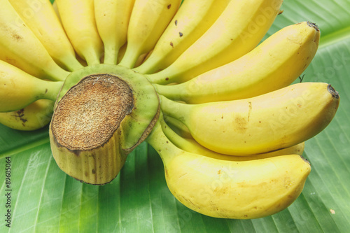 ripe bananas on a banana leaf