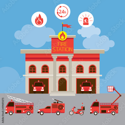 Fire Station and Vehicle, Emergency, Fire and Equipment