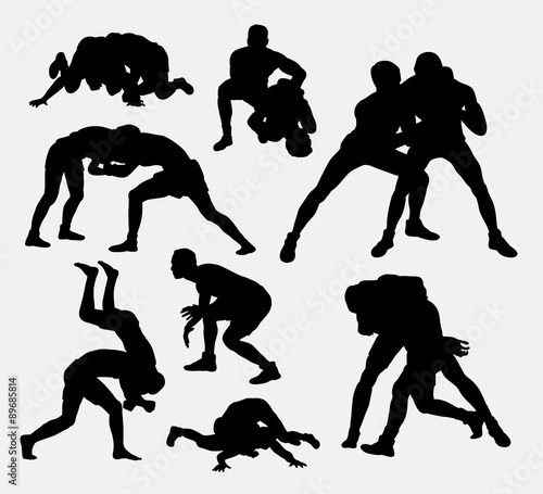 Wrestling sport silhouettes