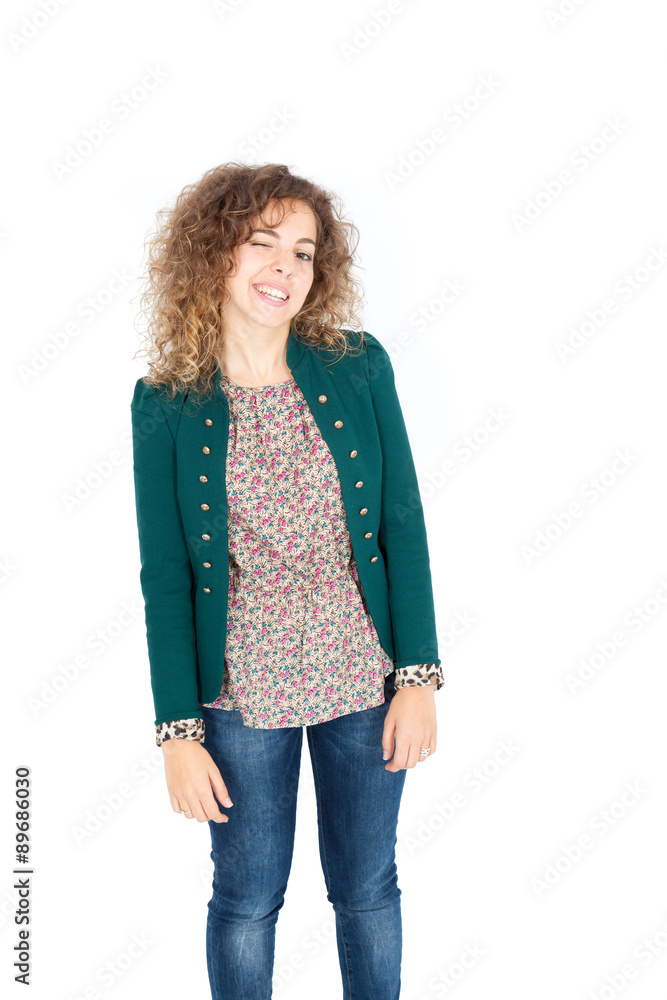 Beautiful Hispanic woman doing different expressions in different sets of clothes: blinking Beautiful Hispanic woman doing different expressions in different sets of clothes: blinking