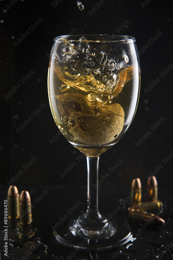 Alcohol causes of crime and accidents. skull model. Alcohol causes of crime and accidents. skull model.