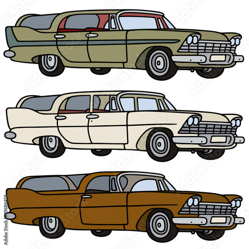 Classic station wagons / hand drawing, vector illustration