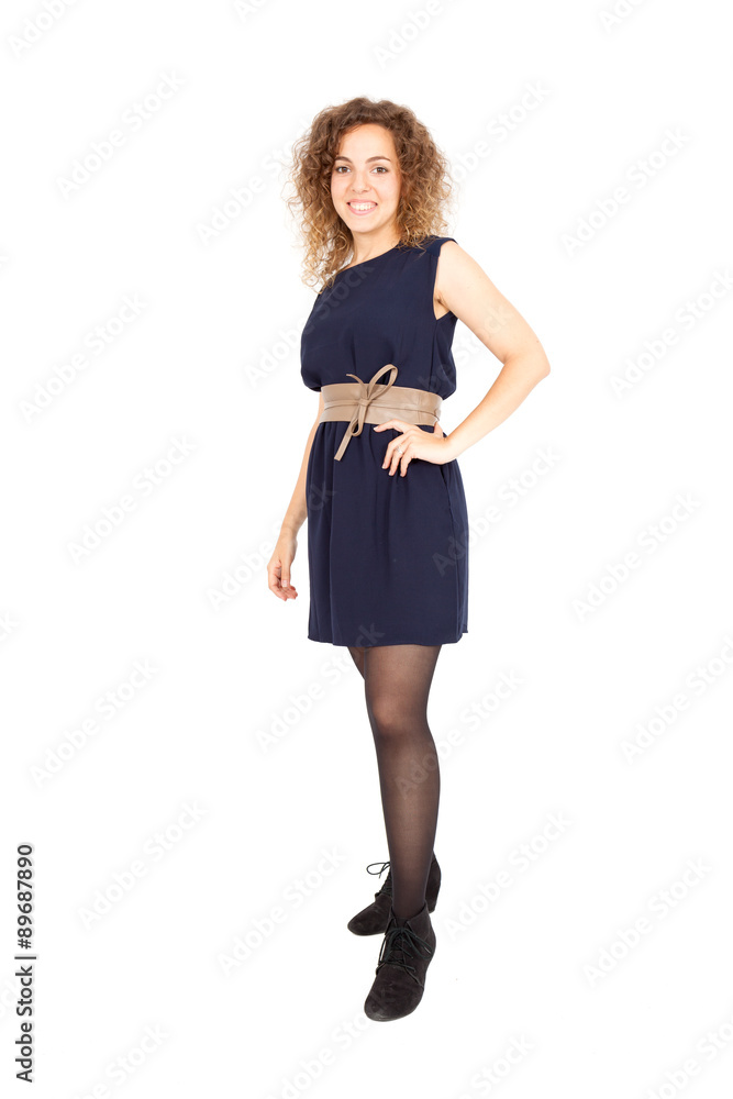 Fototapeta premium Beautiful Hispanic woman doing different expressions in different sets of clothes: posing