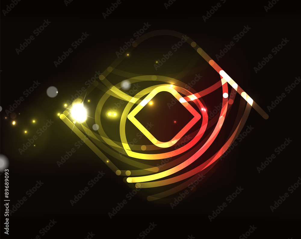 Glowing elements in dark space Glowing elements in dark space