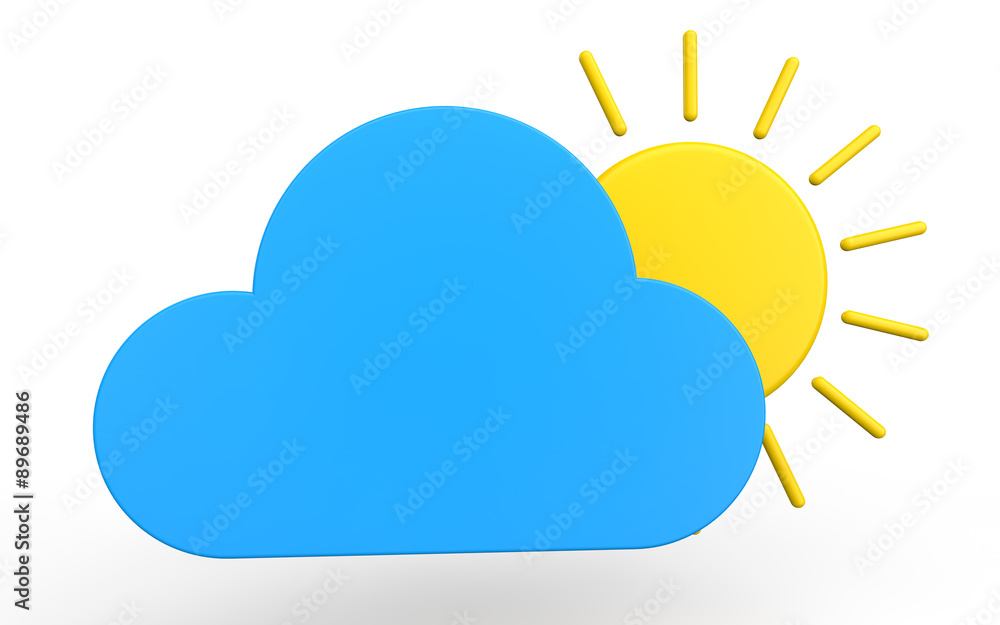 3d cloud and sun 3d cloud and sun
