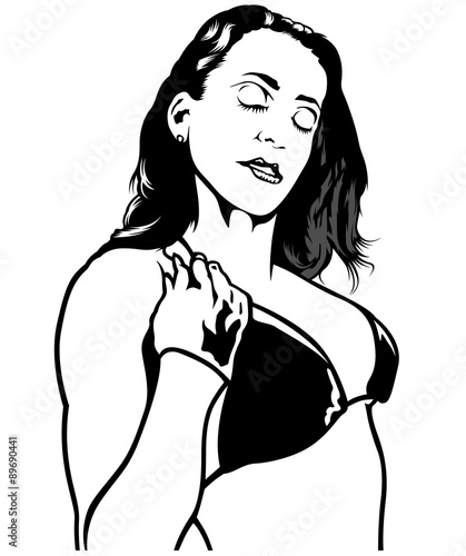 Dreamy Girl on Dance Party - Illustration, Vector