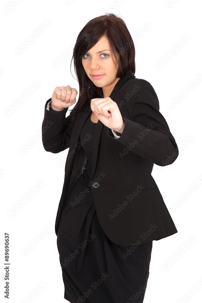 Beautiful woman doing different expressions in different sets of clothes: boxe Beautiful woman doing different expressions in different sets of clothes: boxe