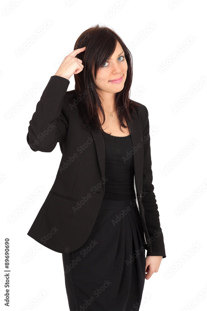Beautiful woman doing different expressions in different sets of clothes: you are crazy Beautiful woman doing different expressions in different sets of clothes: you are crazy