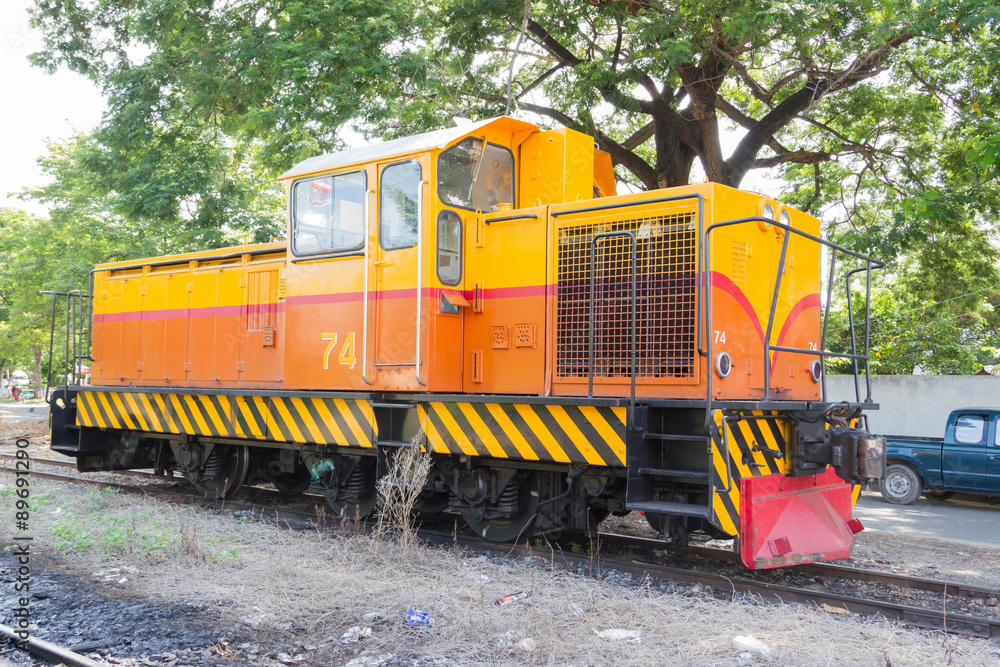 The locomotive for repair railrode track The locomotive for repair railrode track