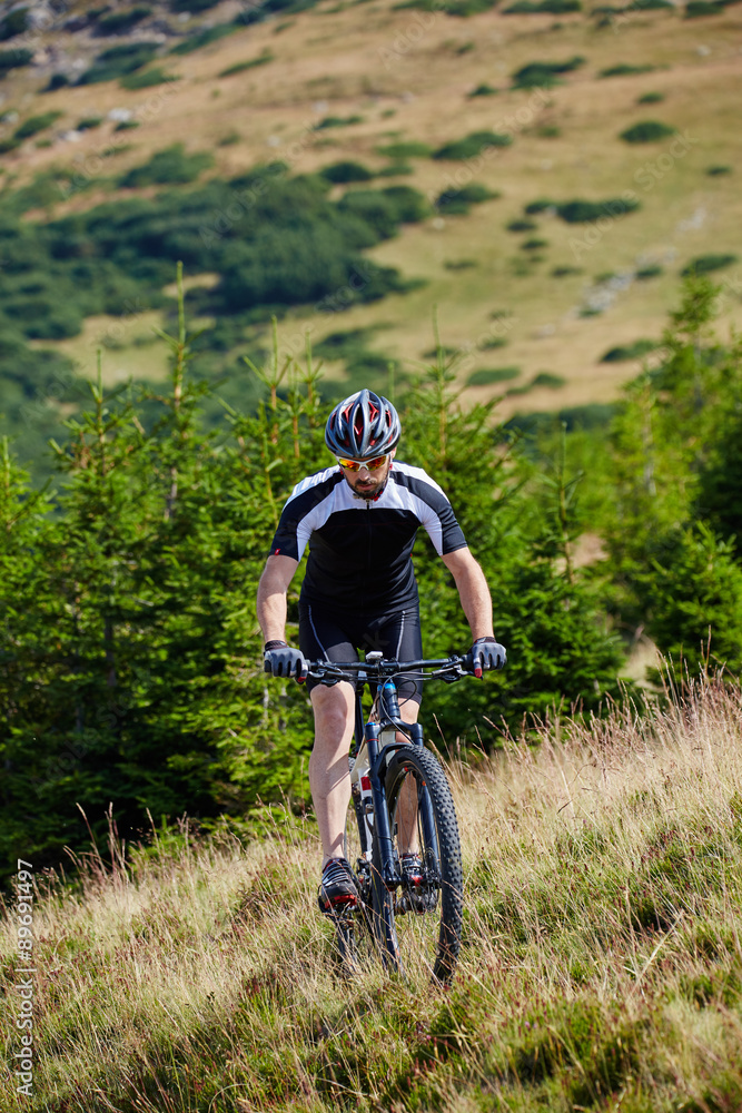 Mountain biker on trails