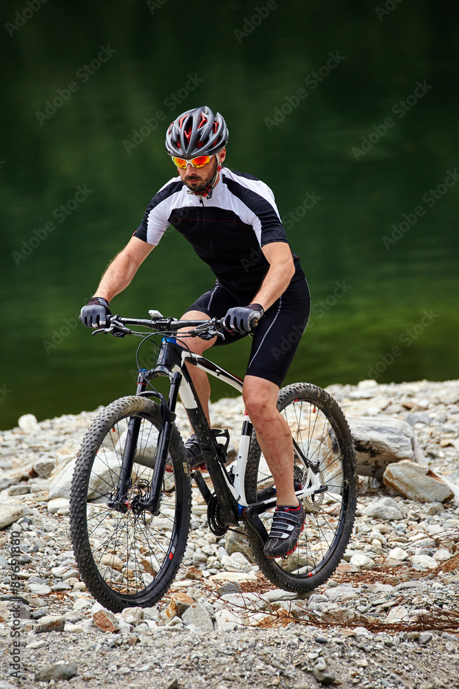 Mountain biker on trails