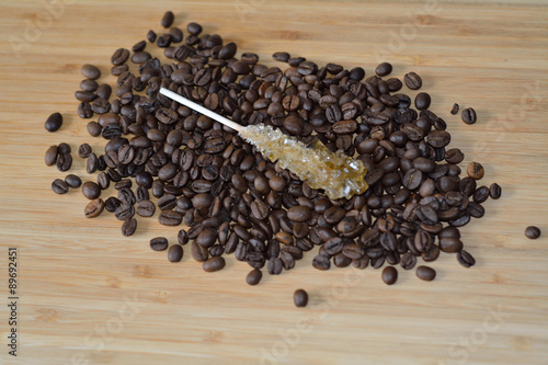 sugar on the top of coffee beans