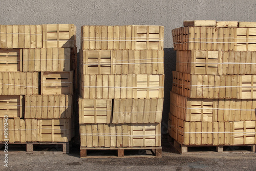 Palettes et cagettes en bois
Palettes et cagettes en bois stockées - France. photo