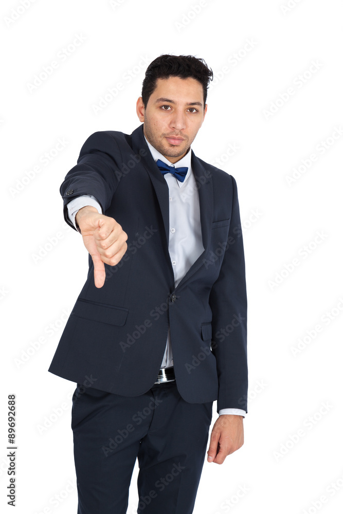 Handsome man doing different expressions in different sets of clothes: thumbs down Handsome man doing different expressions in different sets of clothes: thumbs down