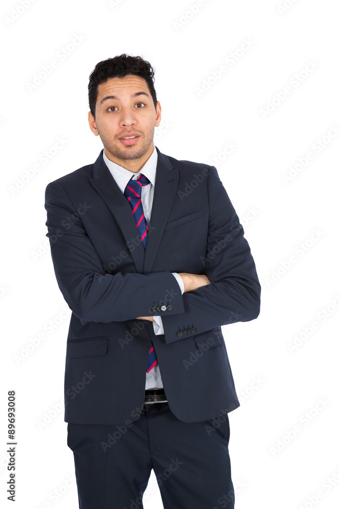 Handsome man doing different expressions in different sets of clothes: arms crossed Handsome man doing different expressions in different sets of clothes: arms crossed