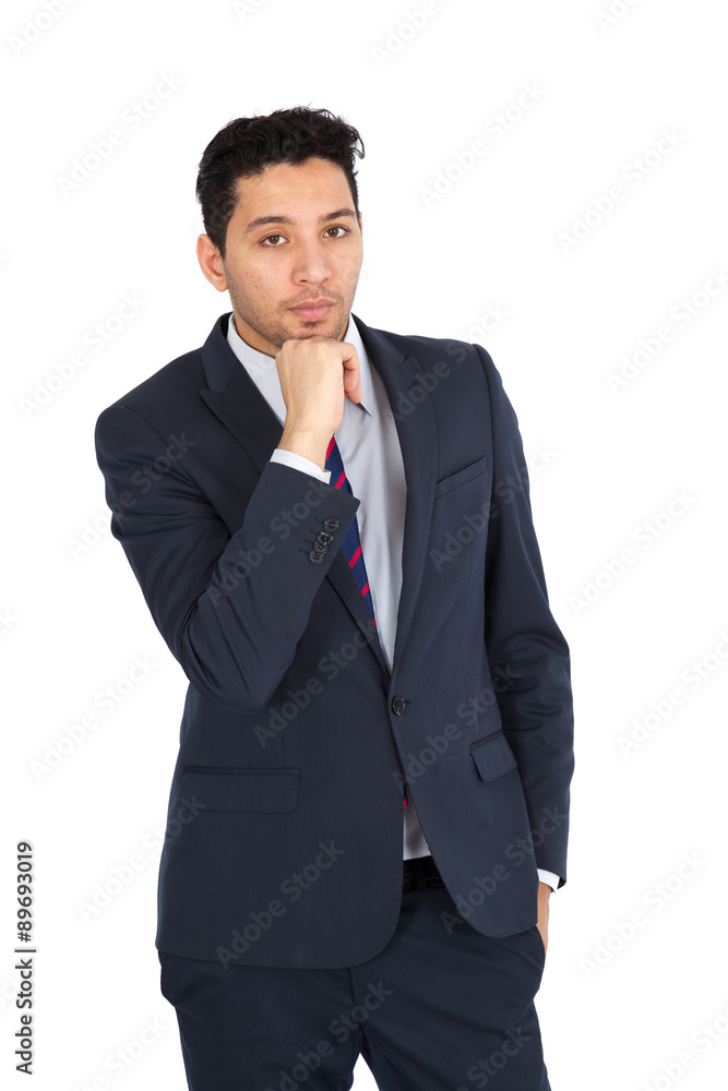 Handsome man doing different expressions in different sets of clothes: thinking Handsome man doing different expressions in different sets of clothes: thinking