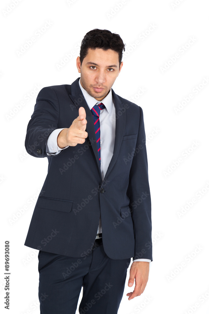 Handsome man doing different expressions in different sets of clothes: gun sign Handsome man doing different expressions in different sets of clothes: gun sign