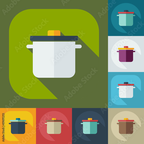 Flat modern design with shadow icons saucepan