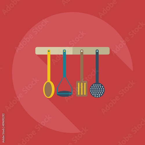 Flat modern design with shadow icons kitchen items