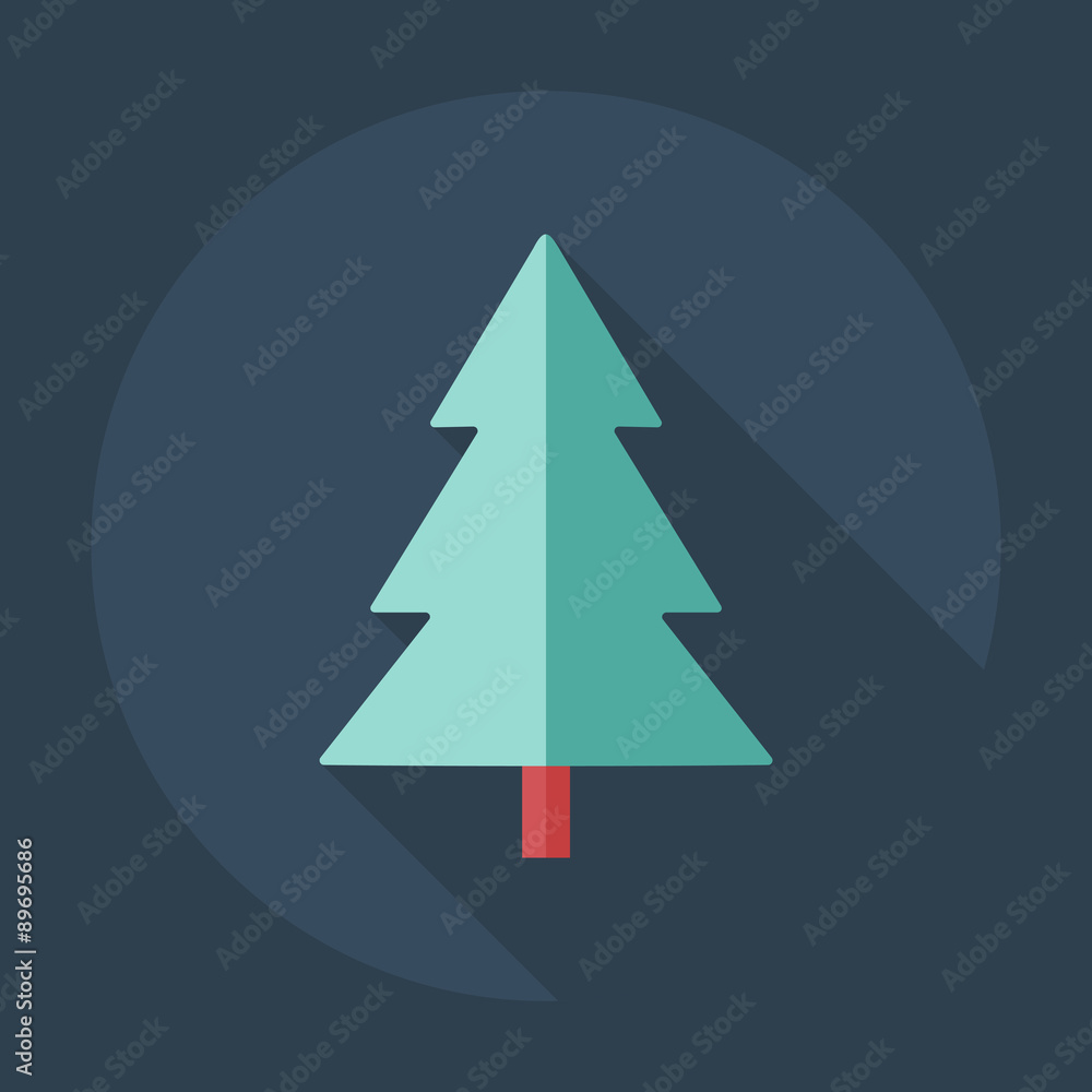 Flat modern design with shadow icons Christmas tree