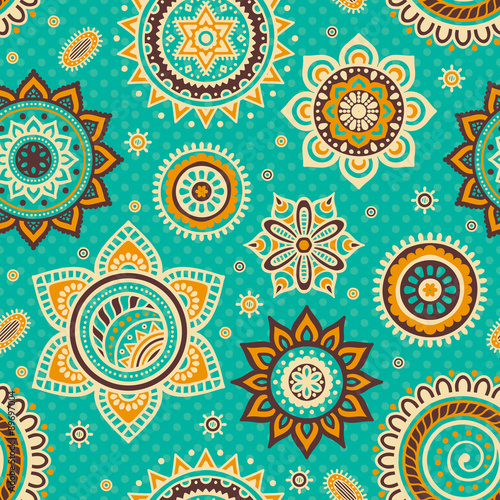 Ethnic floral seamless pattern