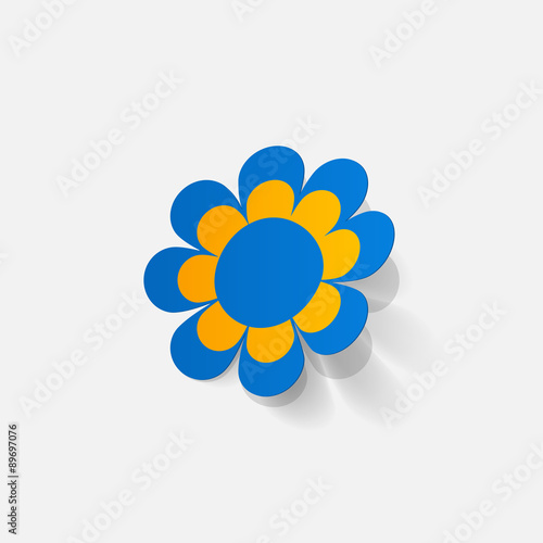 Realistic paper sticker: flowers. camomile