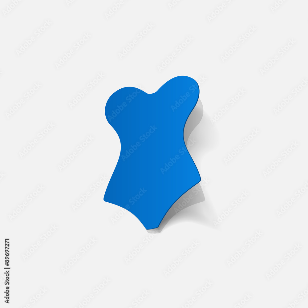 Fototapeta premium Realistic paper sticker: swimsuit