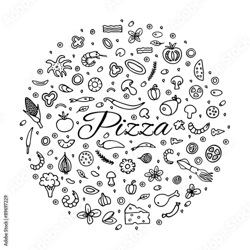 Pizza with a set of ingredients