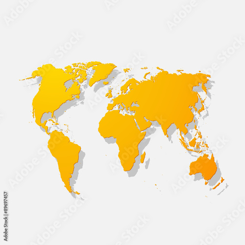 Fototapeta Naklejka Na Ścianę i Meble -  Realistic paper sticker: map of the world