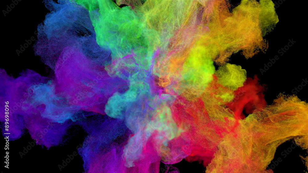 Fluid particles explosion (slow motion, alpha matte , full hd)