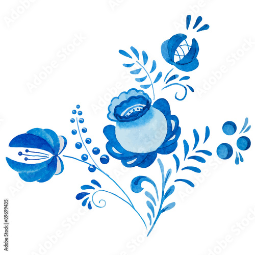 Traditional russian gzhel ornament