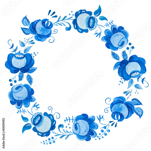 Traditional russian gzhel ornament