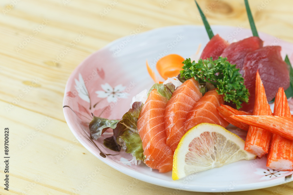 Traditional japanese food, Mix fresh fish sashimi Traditional japanese food, Mix fresh fish sashimi