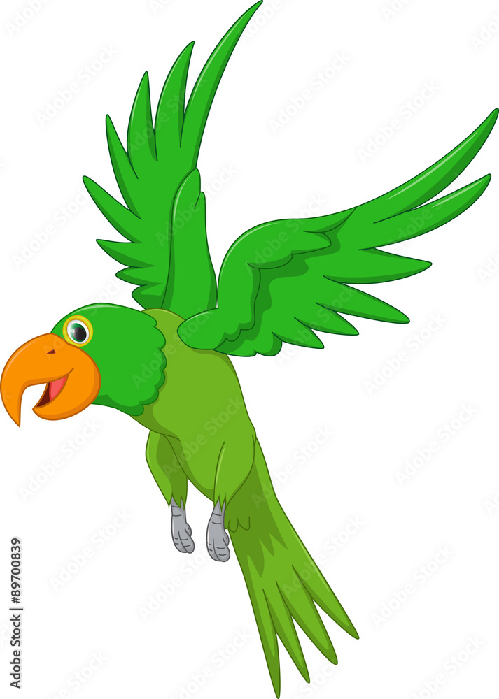 Naklejka premium cute parrot cartoon flying