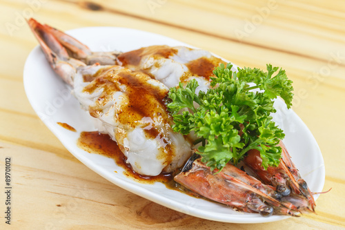 Traditional japanese food, Grilled king tiger prawn