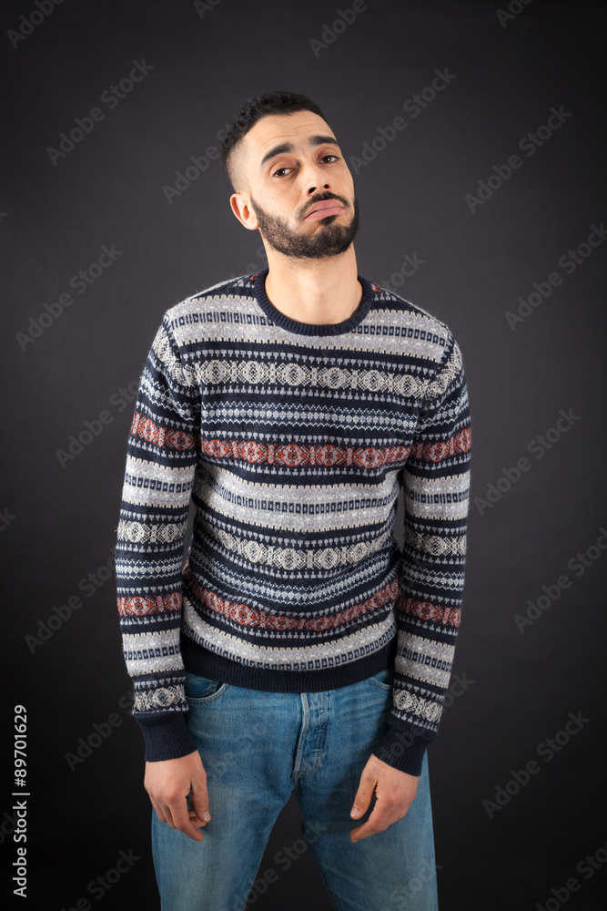 Handsome man doing different expressions in different sets of clothes: bored Handsome man doing different expressions in different sets of clothes: bored