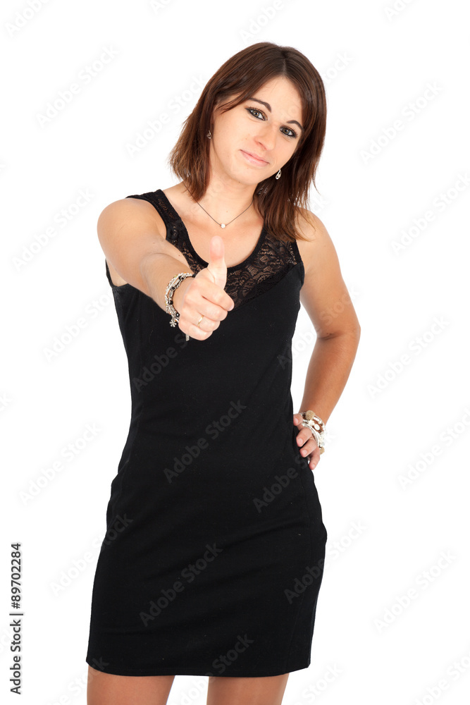Beautiful woman doing different expressions in different sets of clothes: thumbs up Beautiful woman doing different expressions in different sets of clothes: thumbs up