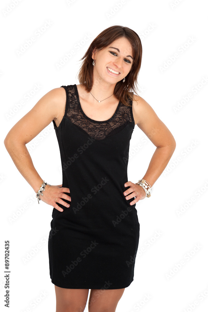 Beautiful woman doing different expressions in different sets of clothes: smiling Beautiful woman doing different expressions in different sets of clothes: smiling