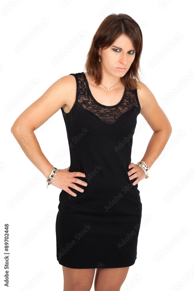 Beautiful woman doing different expressions in different sets of clothes: angry Beautiful woman doing different expressions in different sets of clothes: angry