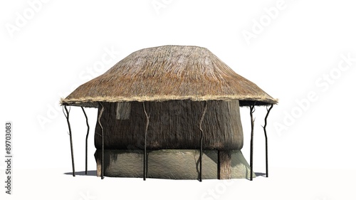 Fotografia, Obraz thatched hut  - isolated on white background